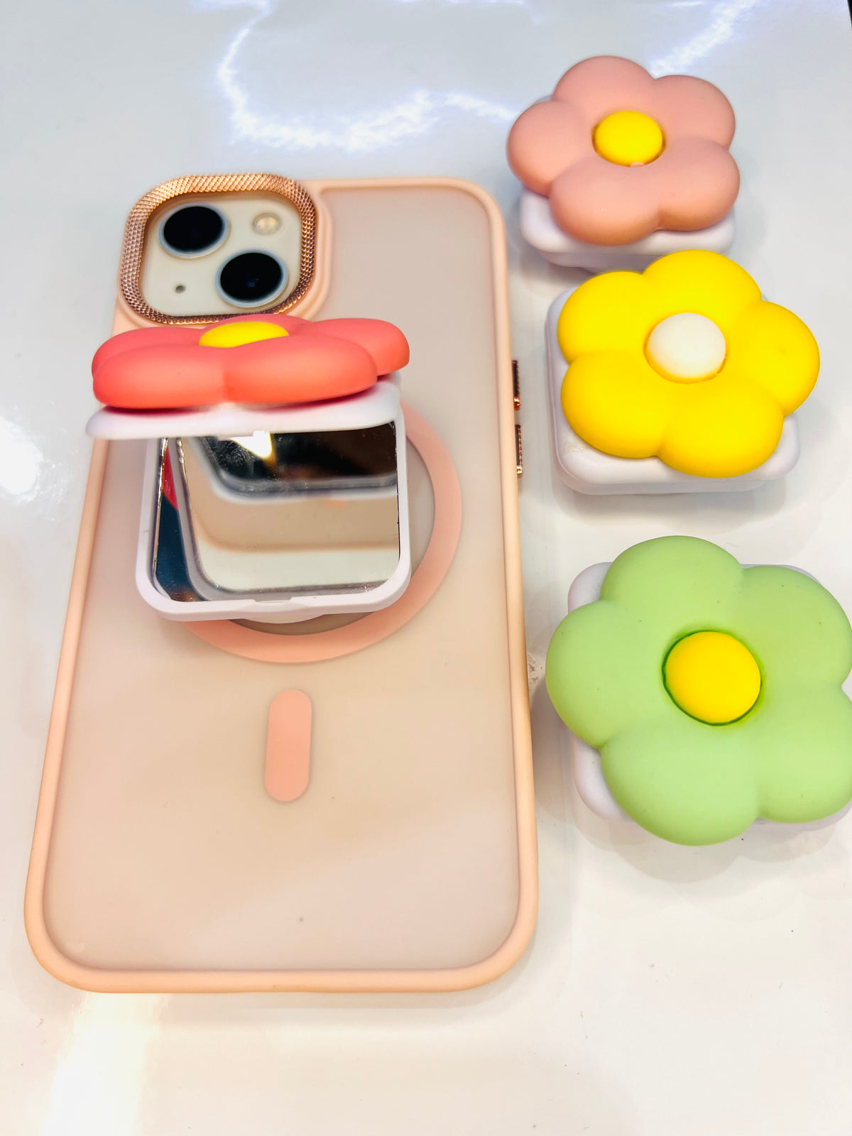 Pop socket flor con espejo