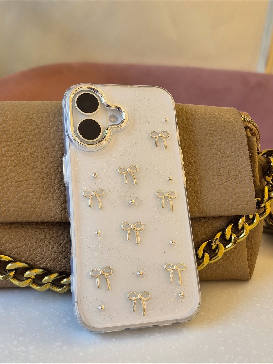 Funda Moño plateado